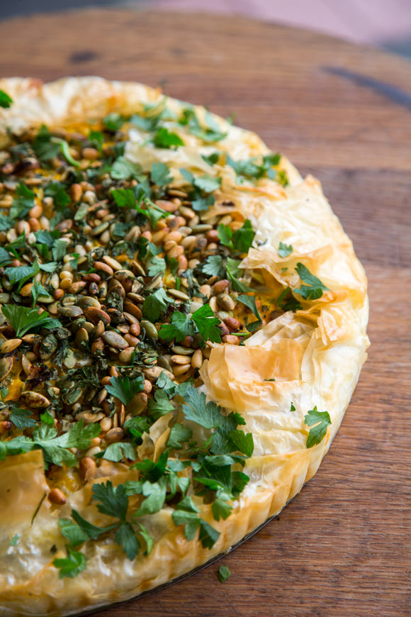 PUMPKIN, RICOTTA, HERB AND PINENUT PIE