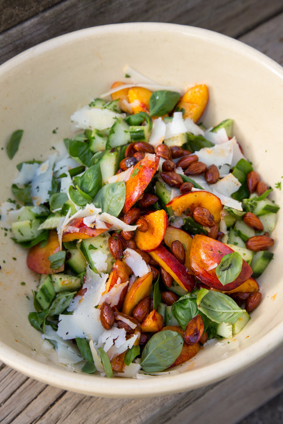 CUCUMBER WITH ROASTED NECTARINE & SMOKEY PAPRIKA ALMONDS SALAD