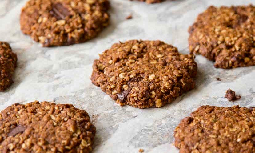 DARK CHOCOLATE SPICED ANZAC BISCUITS