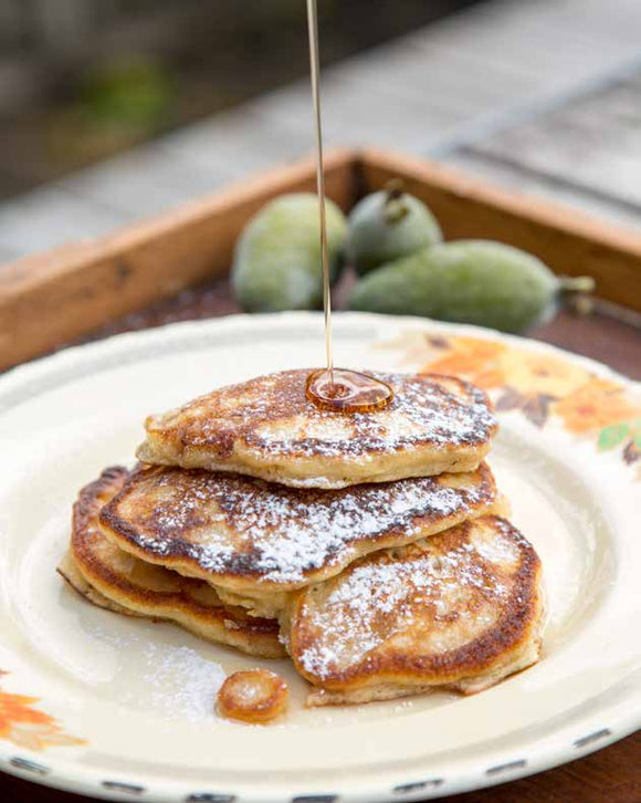 FRUITY FEIJOA & CARDAMOM FLAPJACK PANCAKES