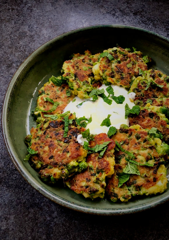 Pea Mint & Feta Fritters