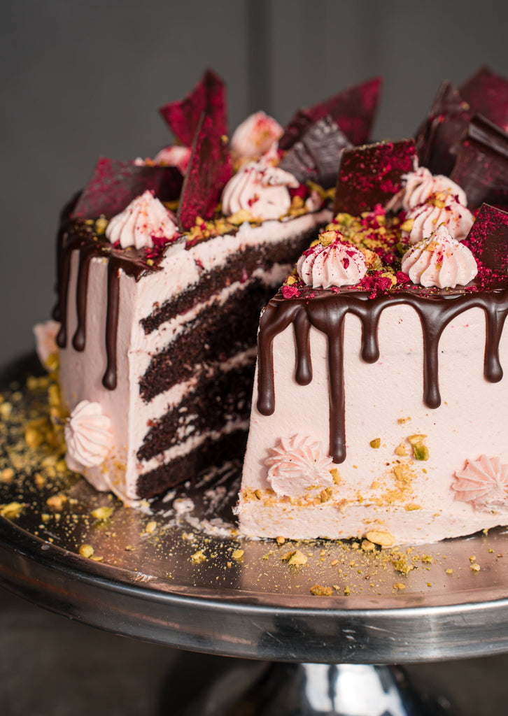 Vegan Dark Chocolate & Raspberry Cake