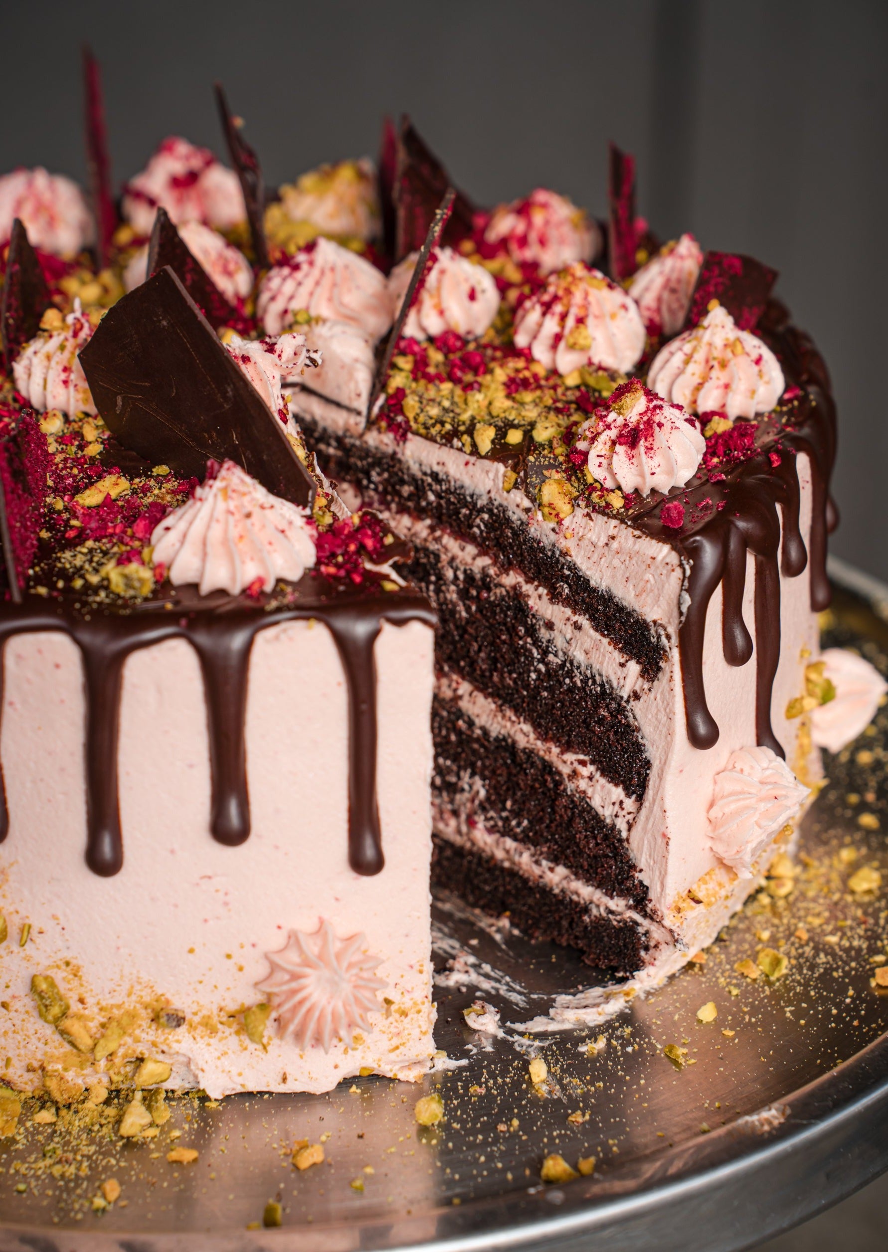 Vegan Dark Chocolate Raspberry Cake RIPE DELI - Main Image