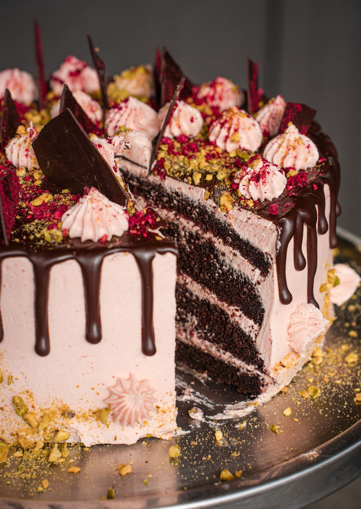 Vegan Dark Chocolate & Raspberry Cake