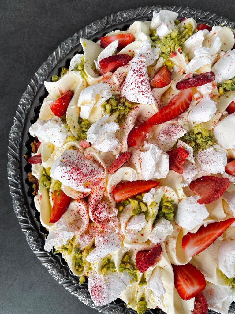 Festive Pavlova Strawberry Cheesecake Tart