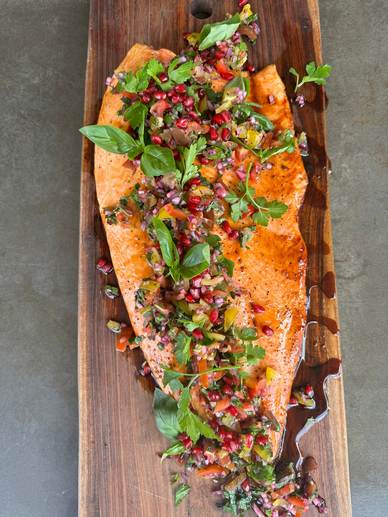 Pomegranate Salsa Baked Salmon Xmas Feast